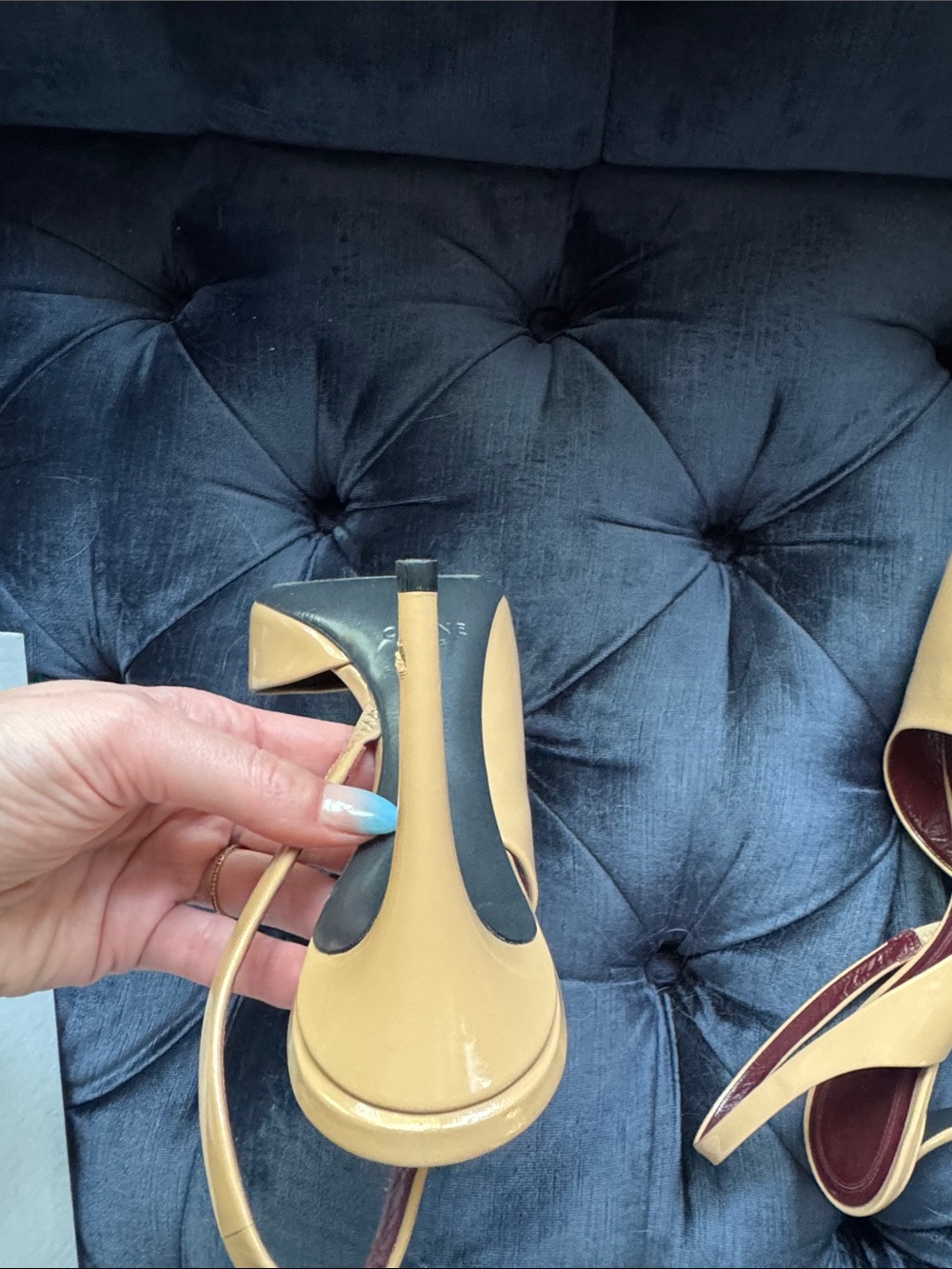 Celine Patent Nude Pointed-Toe Slingback Pumps - Women - Picture 9 of 10
